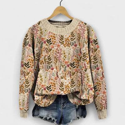 TINA | ELEGANT BLOMSTERPRYSET STRIKKET SWEATER