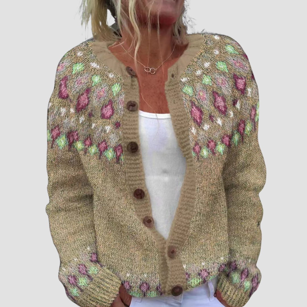 Elva™ | Løsstrikket Cardigan med Mønster