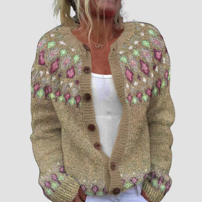 Elva™ | Løsstrikket Cardigan med Mønster