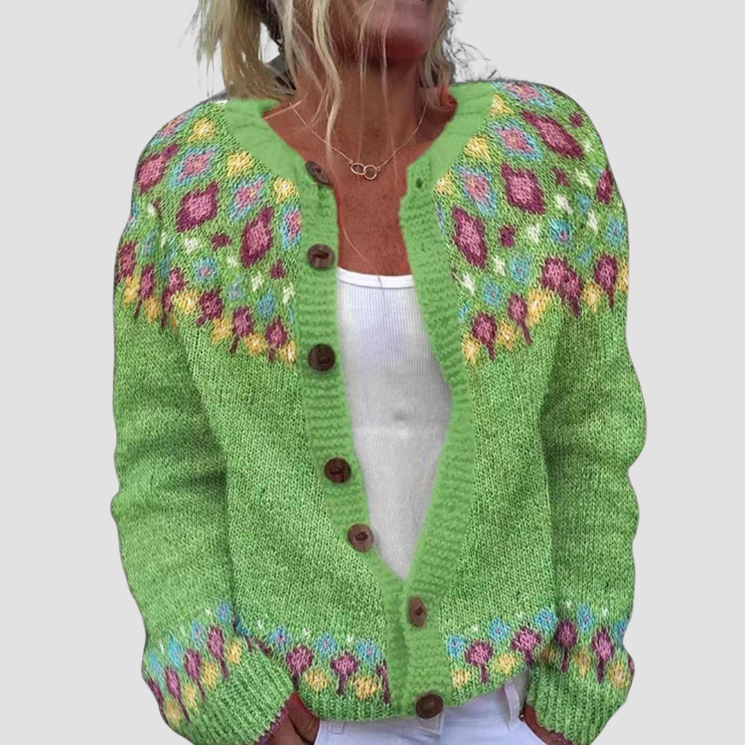Elva™ | Løsstrikket Cardigan med Mønster