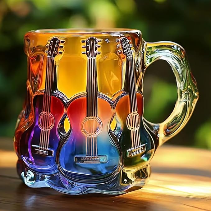 Håndlavet krus med 3D-guitardesign