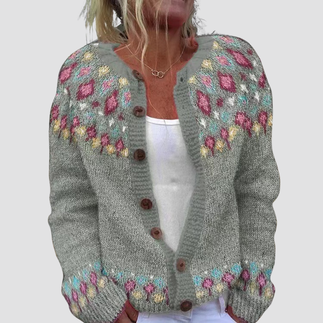 Elva™ | Løsstrikket Cardigan med Mønster