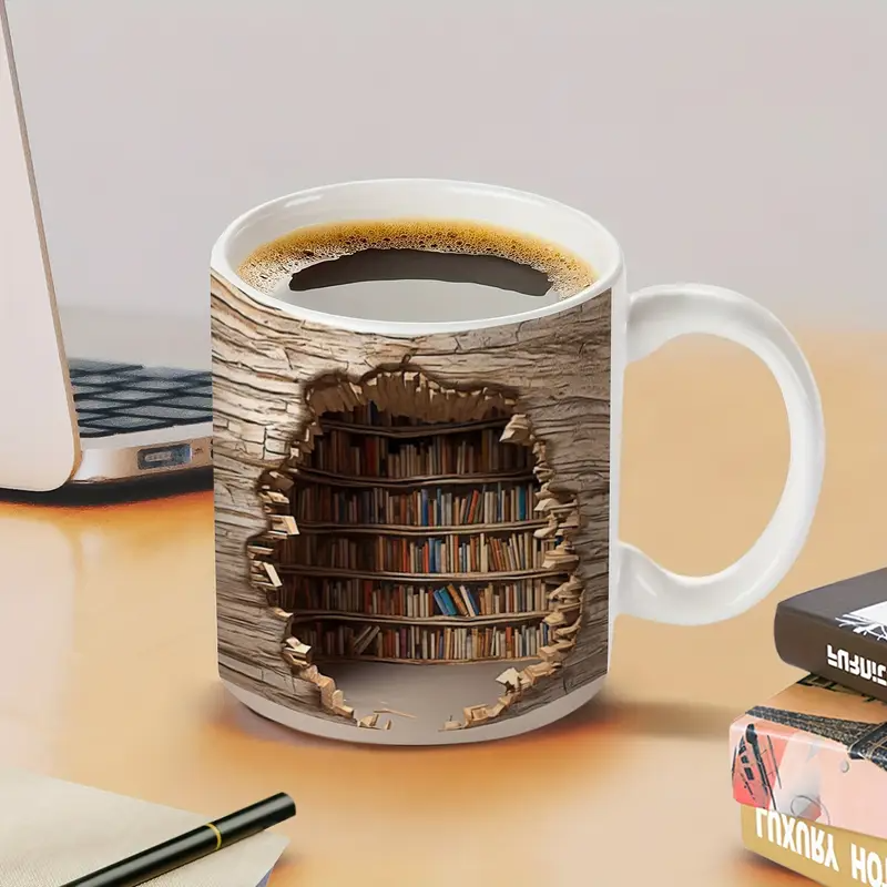 Magisk varmeskiftende biblioteksudsigtskrus - Forsvindende bogreolkaffekop