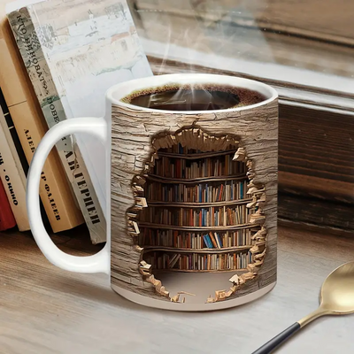 Magisk varmeskiftende biblioteksudsigtskrus - Forsvindende bogreolkaffekop