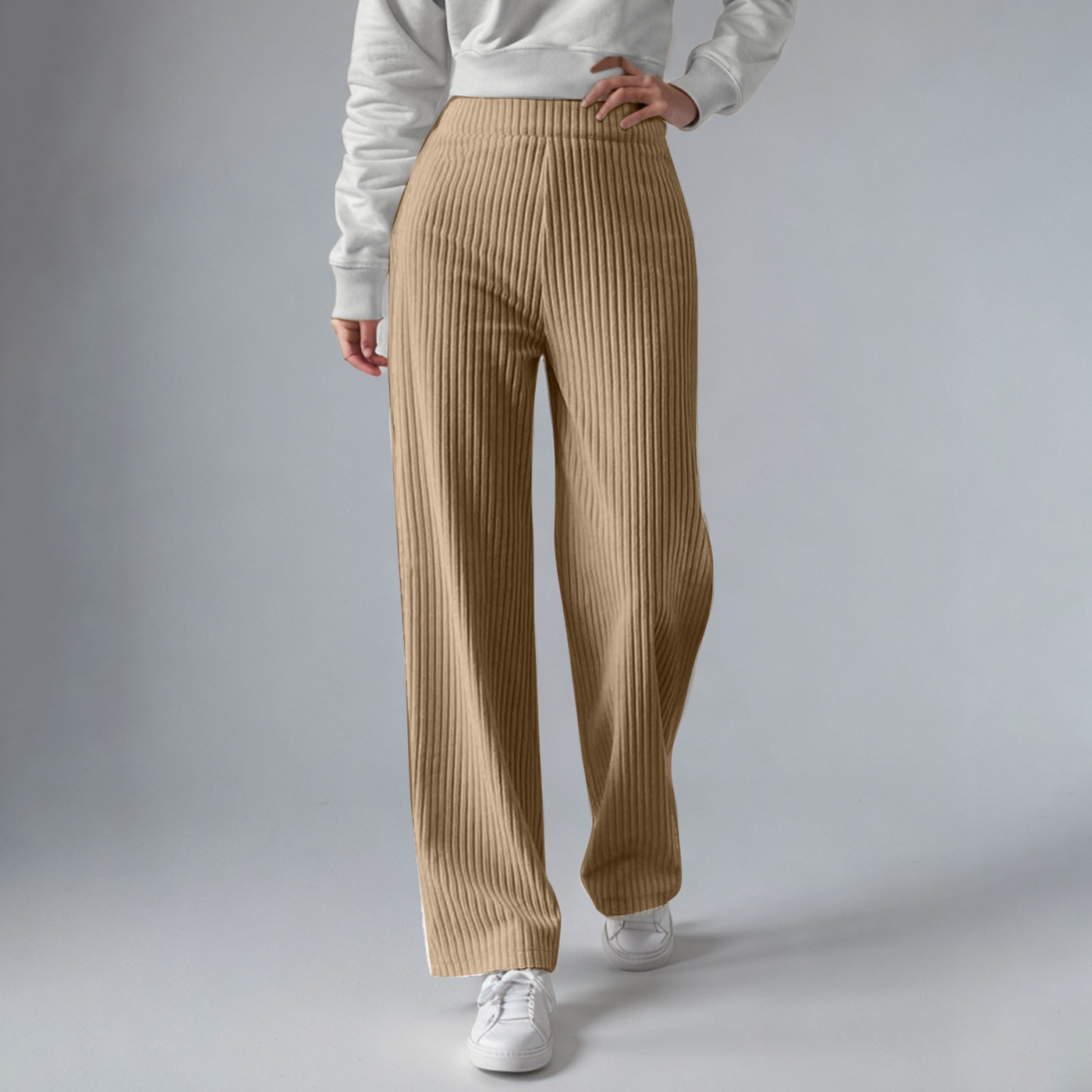 Everly - Ribstrikkede joggingbukser