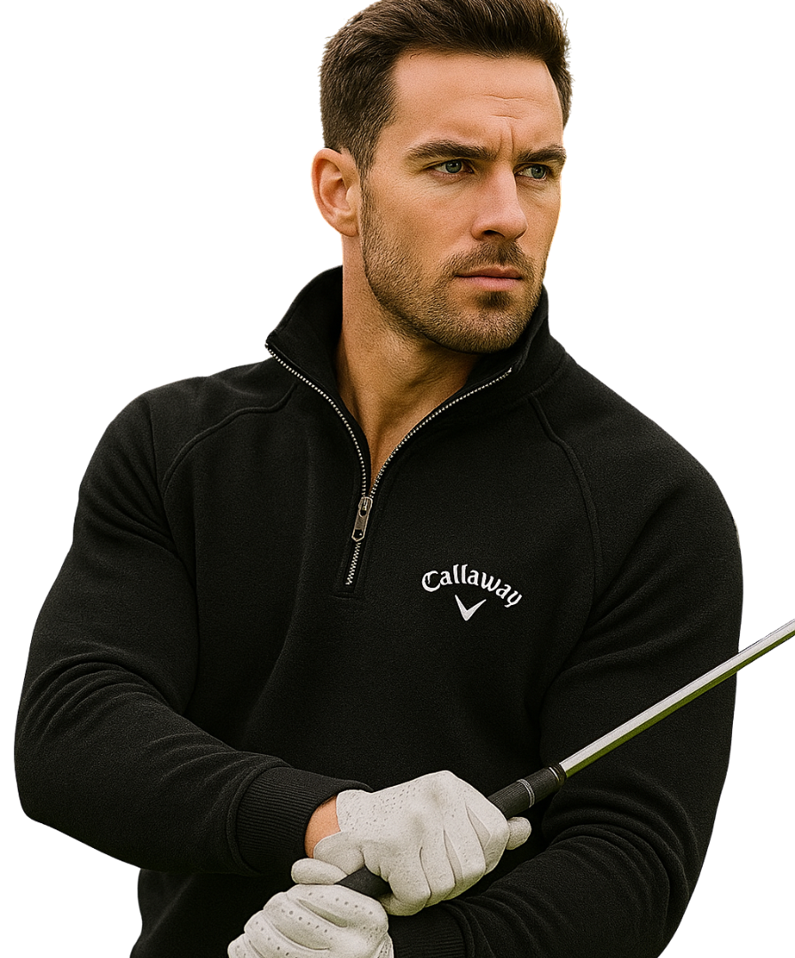 Callaway Heritage bomuldstrøje med halv lynlås