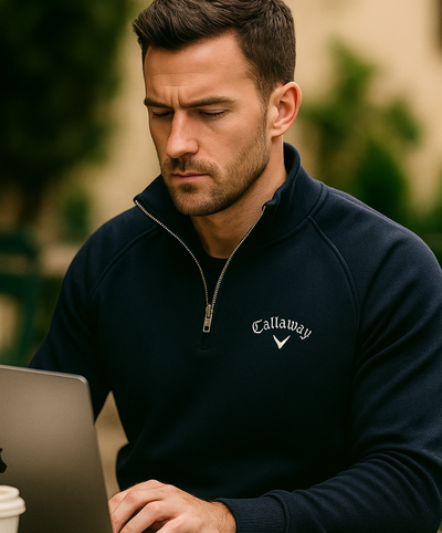 Callaway Heritage bomuldstrøje med halv lynlås