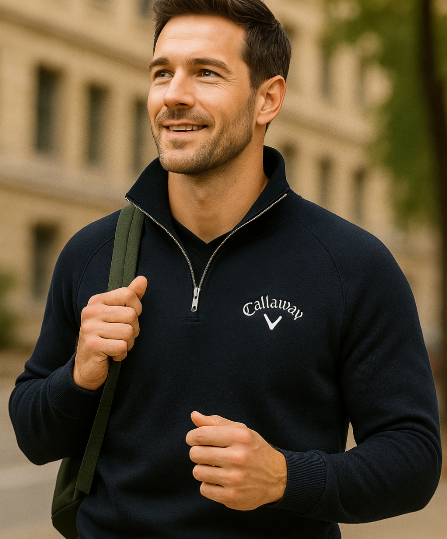 Callaway Heritage bomuldstrøje med halv lynlås