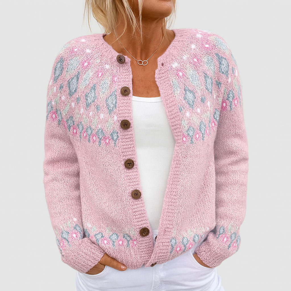 Elva™ | Løsstrikket Cardigan med Mønster