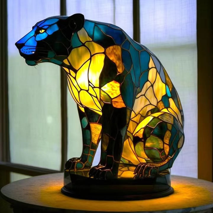 Panter – Glasmalet Lampe