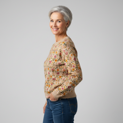 TINA | ELEGANT BLOMSTERPRYSET STRIKKET SWEATER
