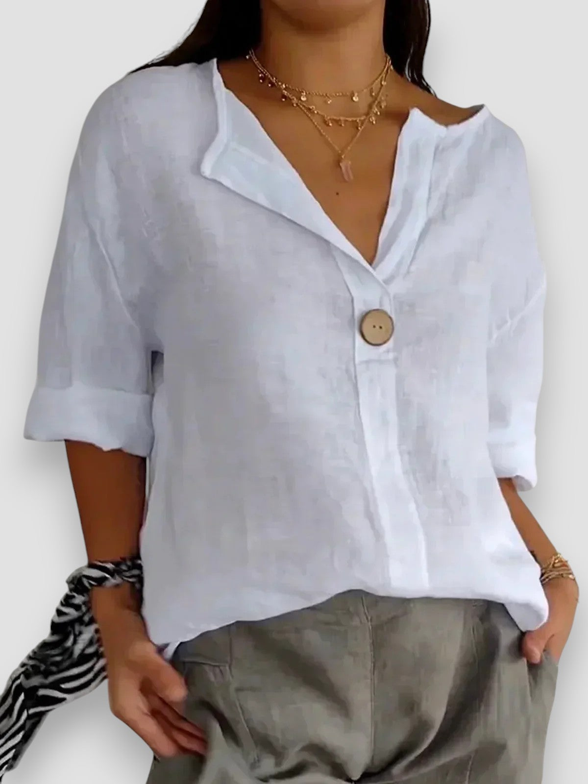 Sofia™ | Afslappet Bluse Med V-hals
