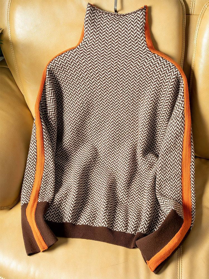Malou | Højhalset sweater med kontraststriber