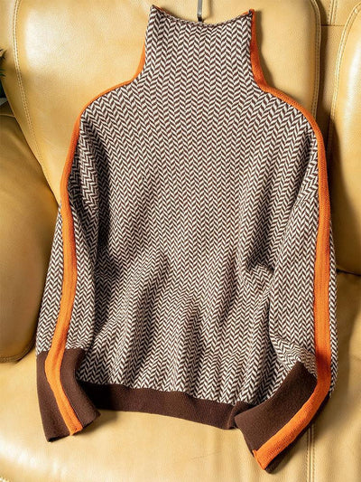 Malou | Højhalset sweater med kontraststriber