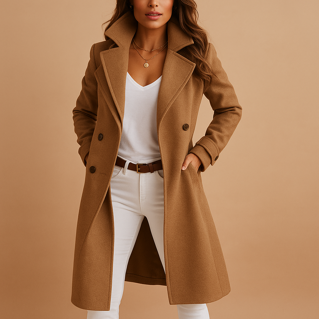 Dfina - Elegante Cappotto Lungo Con Abbottonatura