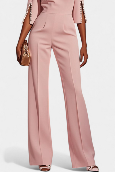 Prim Elegant Jumpsuit med Perledetaljer på ærmerne